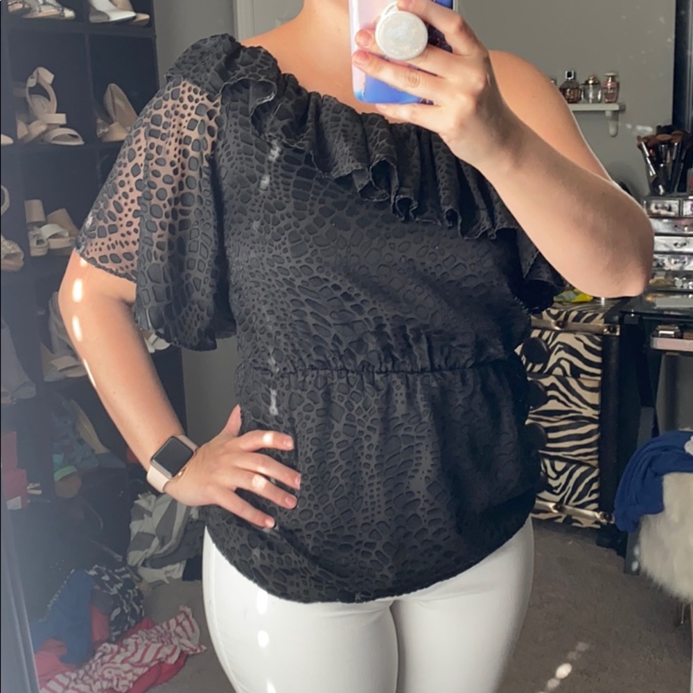 Black one shoulder top